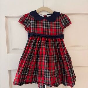 Edgehill Collection 100% cotton Navy & Red collared Plaid Dress size 9 months